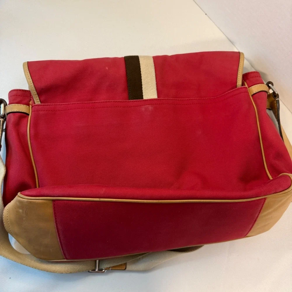 Coach Messenger Bag Large Red Heritage Stripe Canvas Crossbody F70201